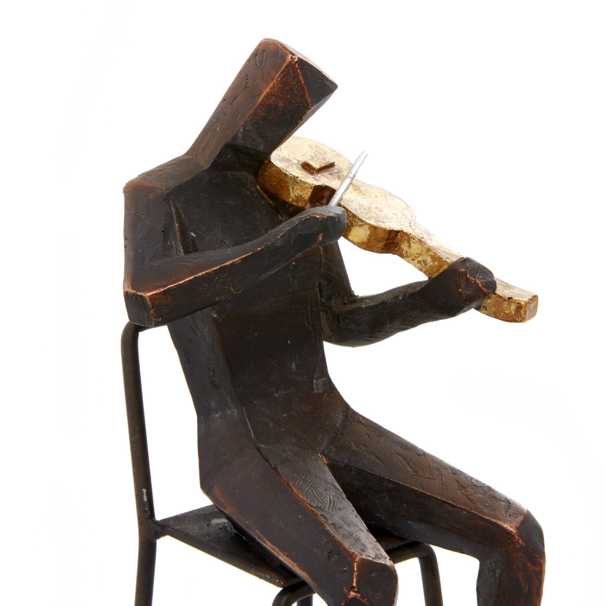 Brown Polystone Modern Musician Sculpture Set